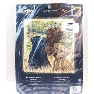 Bucilla Needlepoint Kit Man's Best Friend Labs Dogs Nancy Rossi Sealed 2002